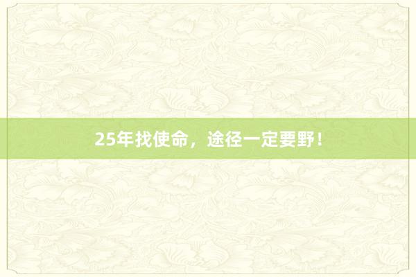 25年找使命，途径一定要野！