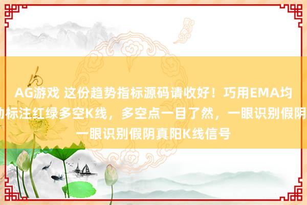 AG游戏 这份趋势指标源码请收好！巧用EMA均线系统，自动标注红绿多空K线，多空点一目了然，一眼识别假阴真阳K线信号