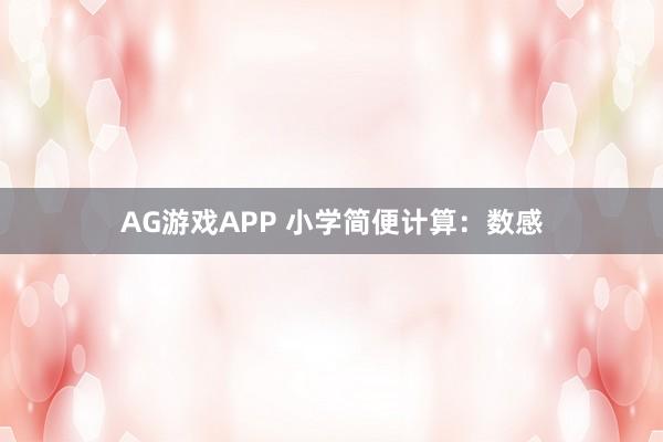 AG游戏APP 小学简便计算:数感