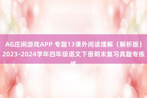 AG庄闲游戏APP 专题13课外阅读理解（解析版）2023-2024学年四年级语文下册期末复习真题专练