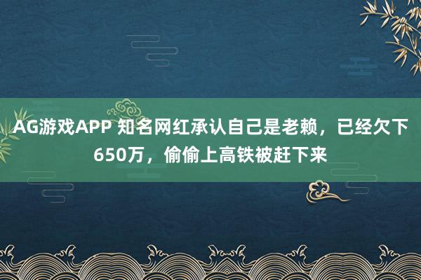 AG游戏APP 知名网红承认自己是老赖，已经欠下650万，偷偷上高铁被赶下来