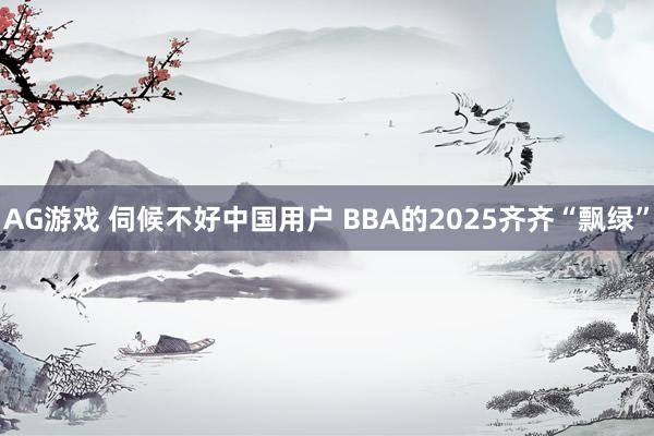 AG游戏 伺候不好中国用户 BBA的2025齐齐“飘绿”