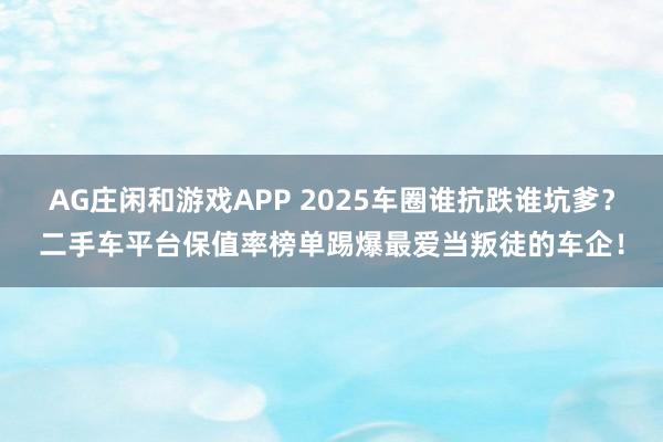AG庄闲和游戏APP 2025车圈谁抗跌谁坑爹？二手车平台保值率榜单踢爆最爱当叛徒的车企！
