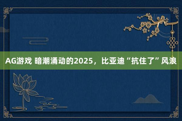 AG游戏 暗潮涌动的2025，比亚迪“抗住了”风浪