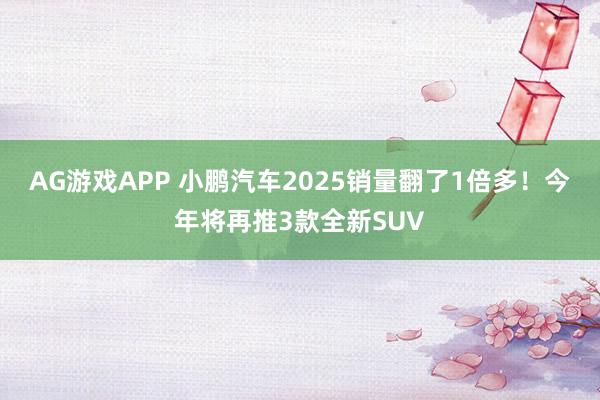 AG游戏APP 小鹏汽车2025销量翻了1倍多！今年将再推3款全新SUV