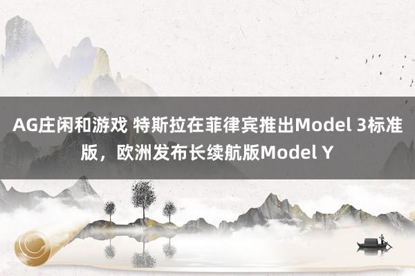 AG庄闲和游戏 特斯拉在菲律宾推出Model 3标准版，欧洲发布长续航版Model Y