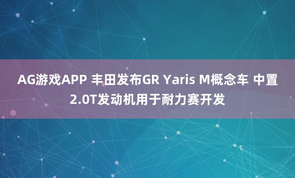 AG游戏APP 丰田发布GR Yaris M概念车 中置2.0T发动机用于耐力赛开发
