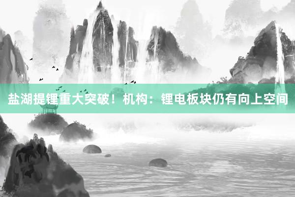 盐湖提锂重大突破！机构：锂电板块仍有向上空间