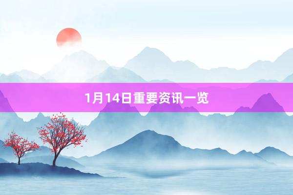1月14日重要资讯一览