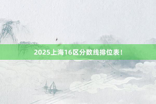 2025上海16区分数线排位表！