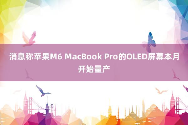 消息称苹果M6 MacBook Pro的OLED屏幕本月开始量产