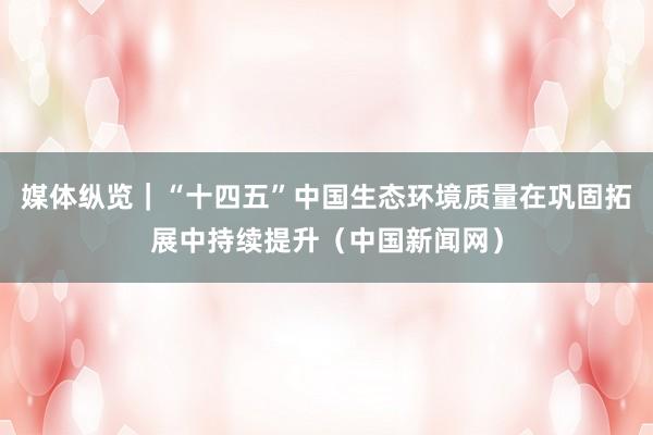 媒体纵览｜“十四五”中国生态环境质量在巩固拓展中持续提升（中国新闻网）