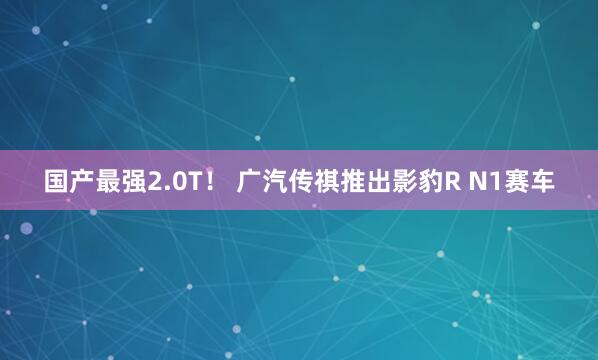 国产最强2.0T！ 广汽传祺推出影豹R N1赛车