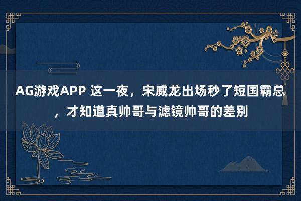 AG游戏APP 这一夜,宋威龙出场秒了短国霸总,才知道真帅哥与滤镜帅哥的差别
