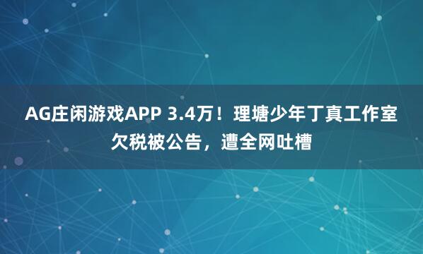 AG庄闲游戏APP 3.4万！理塘少年丁真工作室欠税被公告，遭全网吐槽