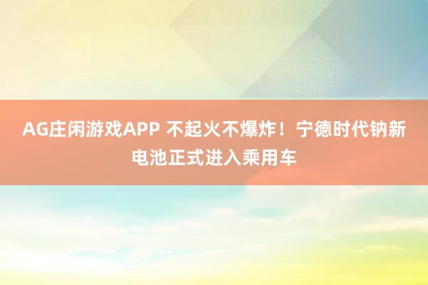 AG庄闲游戏APP 不起火不爆炸！宁德时代钠新电池正式进入乘用车